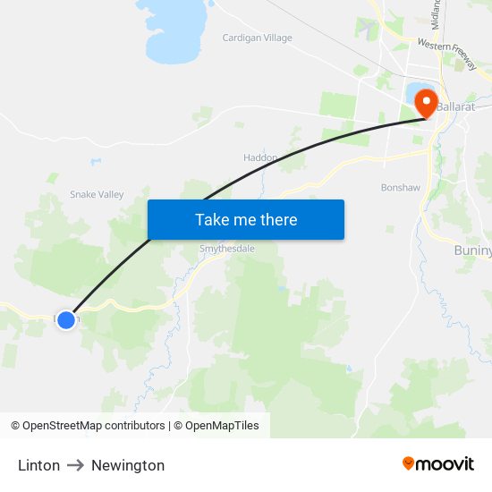 Linton to Newington map