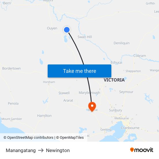 Manangatang to Newington map