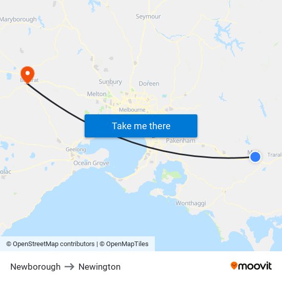 Newborough to Newington map