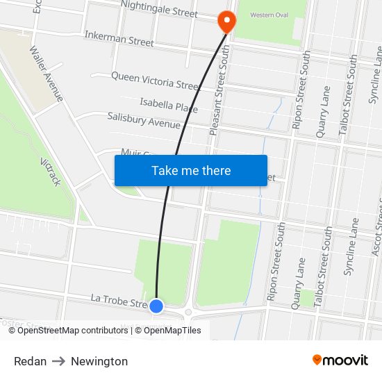 Redan to Newington map