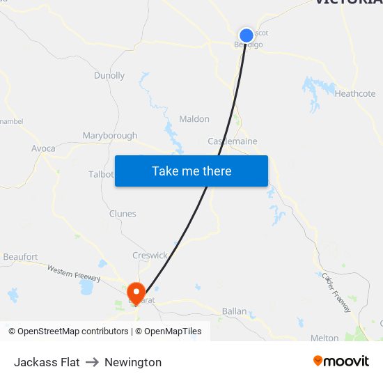 Jackass Flat to Newington map