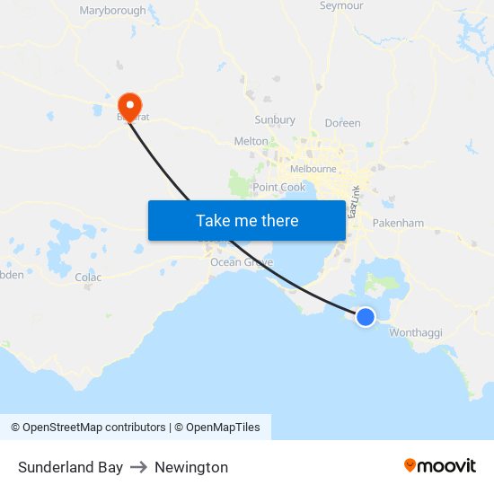 Sunderland Bay to Newington map