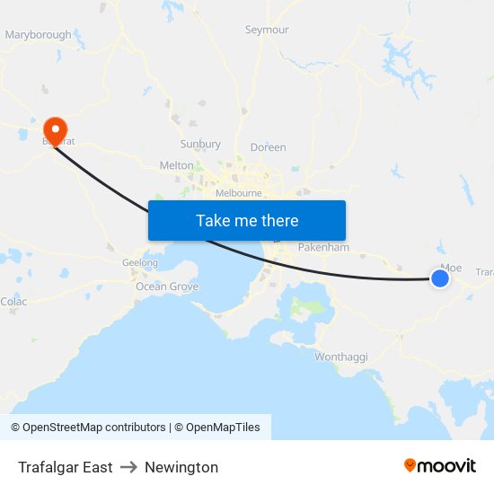 Trafalgar East to Newington map