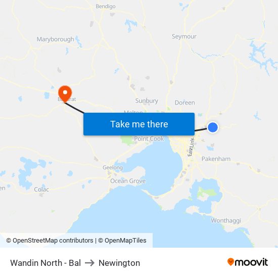 Wandin North - Bal to Newington map