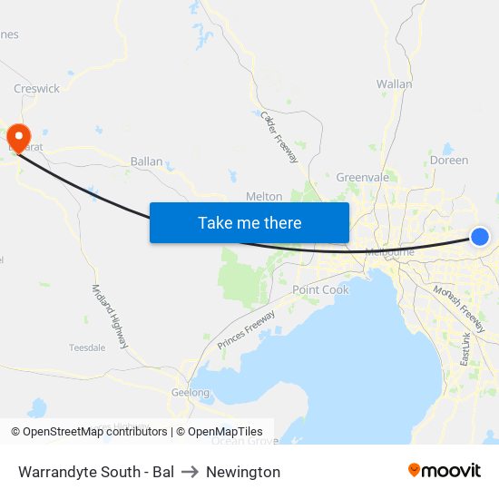 Warrandyte South - Bal to Newington map
