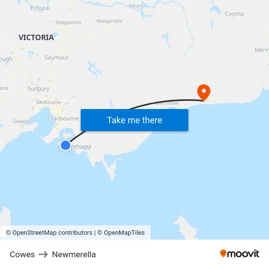 Cowes to Newmerella map