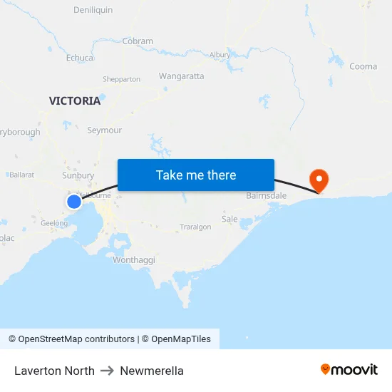 Laverton North to Newmerella map