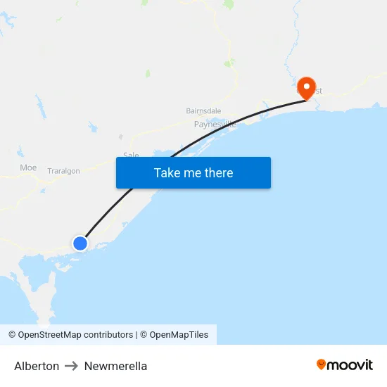 Alberton to Newmerella map
