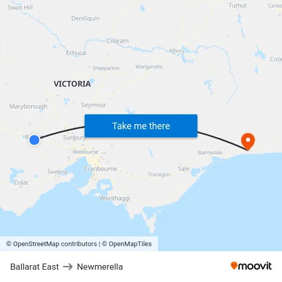 Ballarat East to Newmerella map