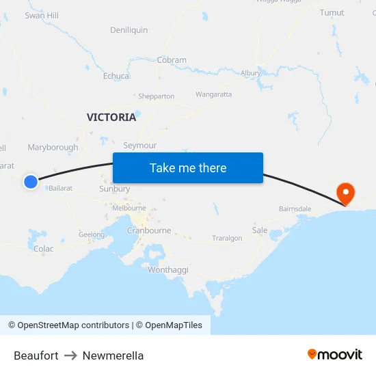Beaufort to Newmerella map