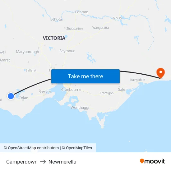 Camperdown to Newmerella map