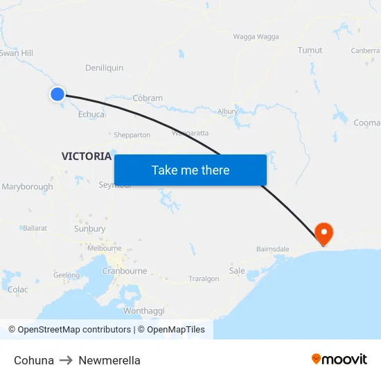 Cohuna to Newmerella map