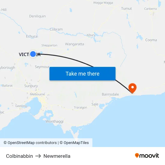 Colbinabbin to Newmerella map