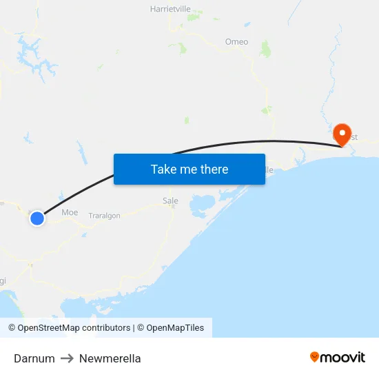 Darnum to Newmerella map
