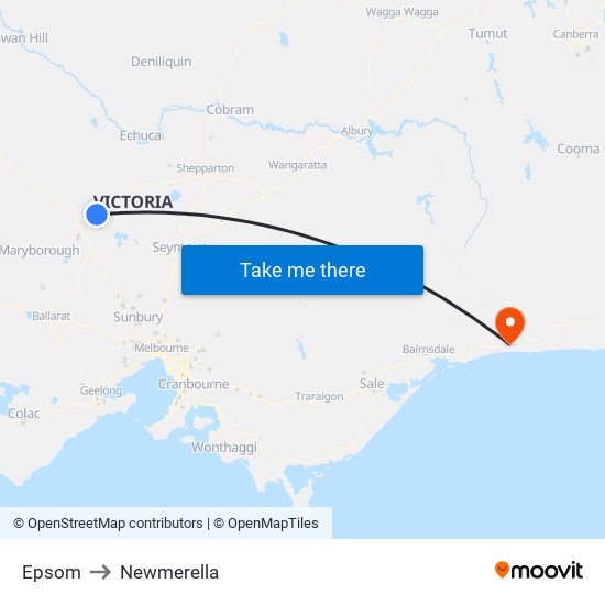 Epsom to Newmerella map