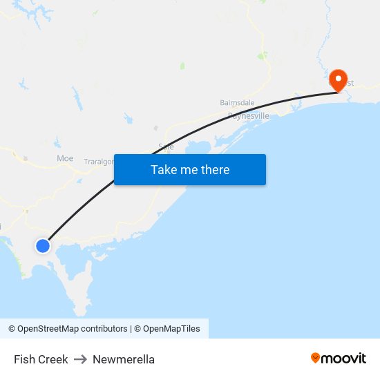 Fish Creek to Newmerella map