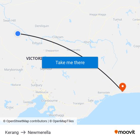 Kerang to Newmerella map