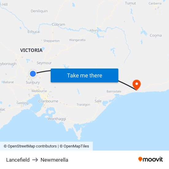 Lancefield to Newmerella map