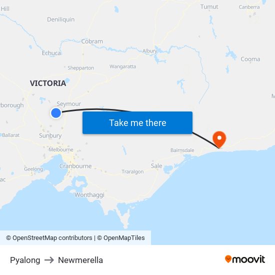 Pyalong to Newmerella map