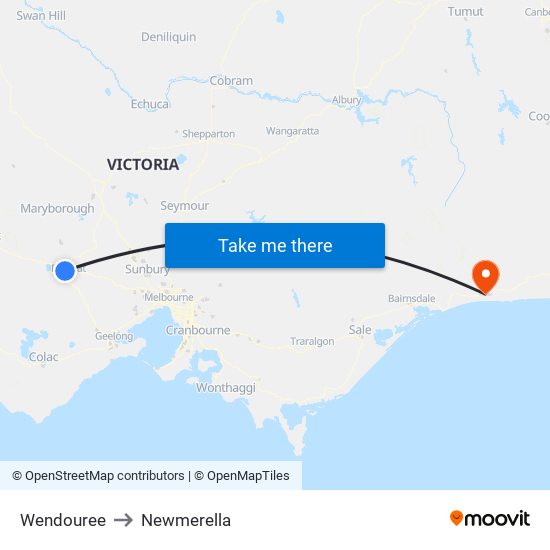Wendouree to Newmerella map