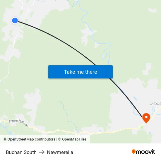 Buchan South to Newmerella map
