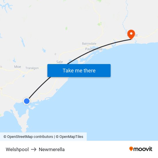 Welshpool to Newmerella map