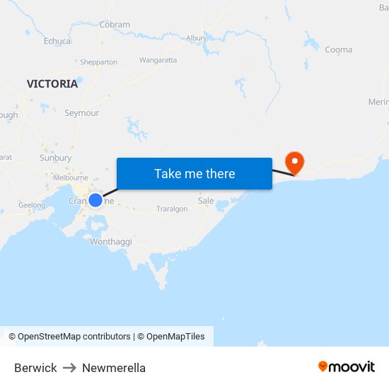 Berwick to Newmerella map