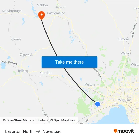 Laverton North to Newstead map