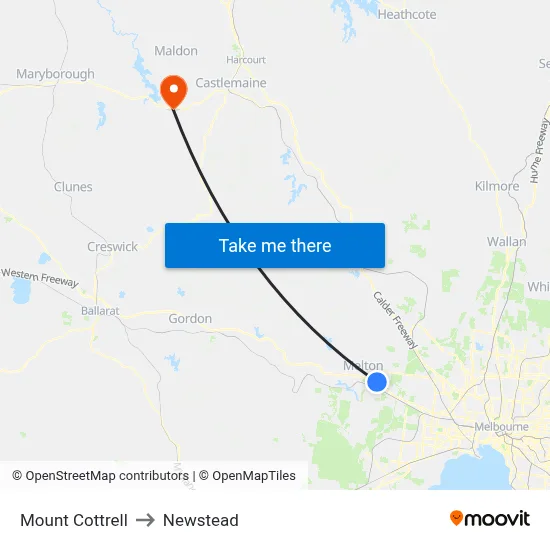 Mount Cottrell to Newstead map