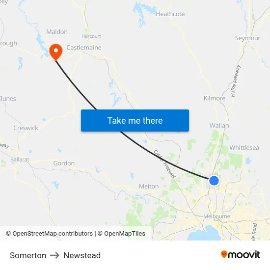 Somerton to Newstead map