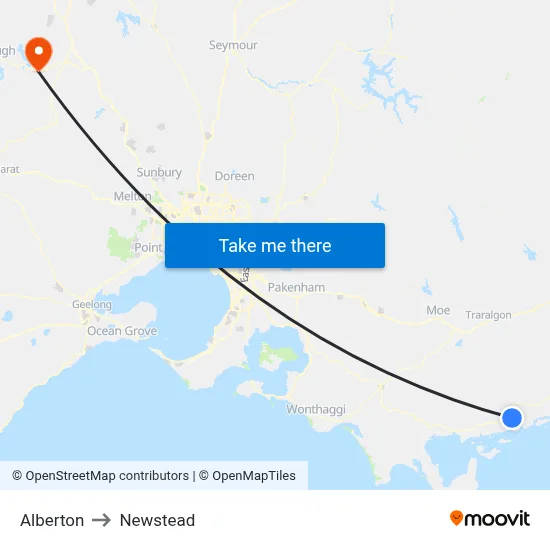 Alberton to Newstead map