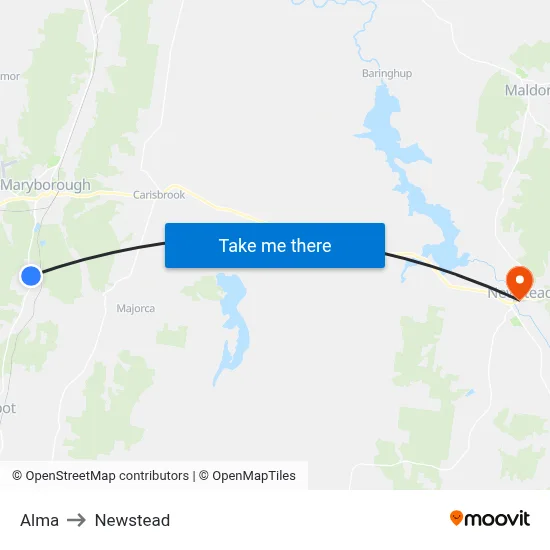 Alma to Newstead map