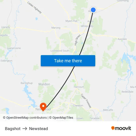 Bagshot to Newstead map