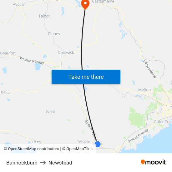 Bannockburn to Newstead map