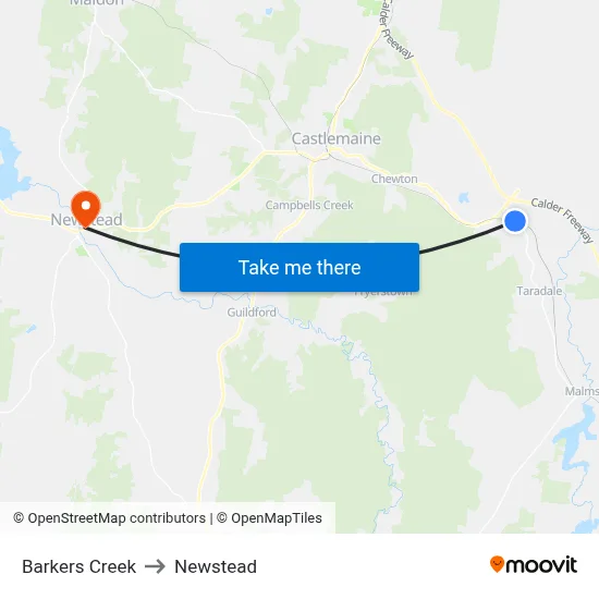 Barkers Creek to Newstead map
