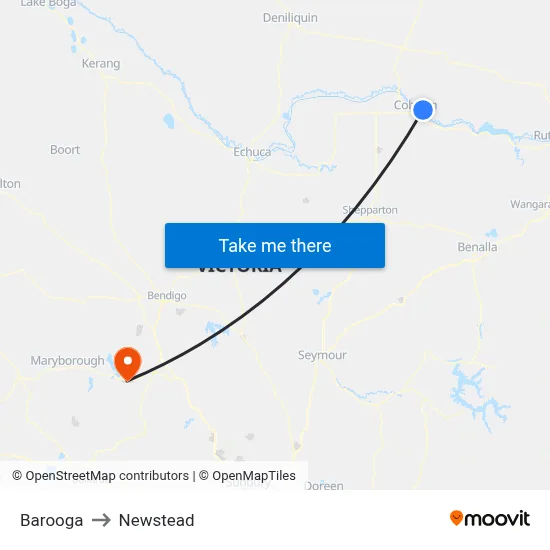 Barooga to Newstead map