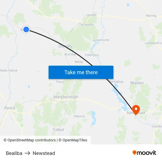 Bealiba to Newstead map