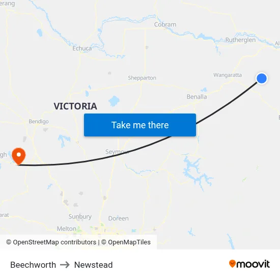 Beechworth to Newstead map