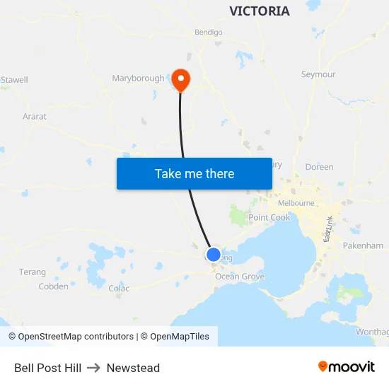 Bell Post Hill to Newstead map