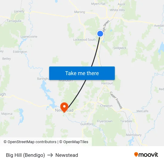 Big Hill (Bendigo) to Newstead map