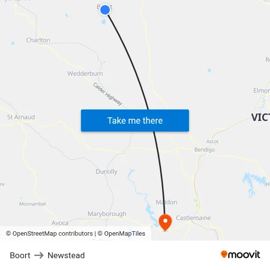 Boort to Newstead map