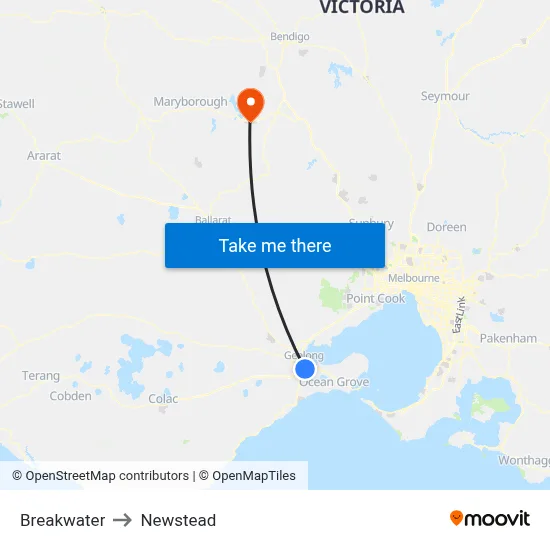 Breakwater to Newstead map