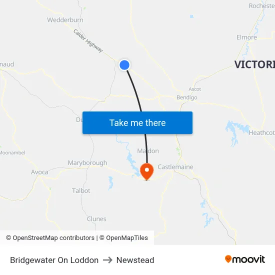 Bridgewater On Loddon to Newstead map