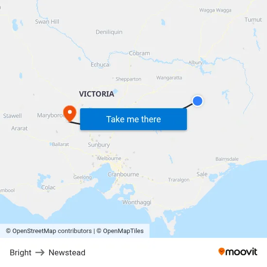 Bright to Newstead map