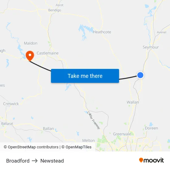 Broadford to Newstead map