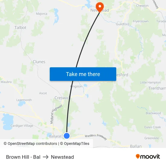 Brown Hill - Bal to Newstead map