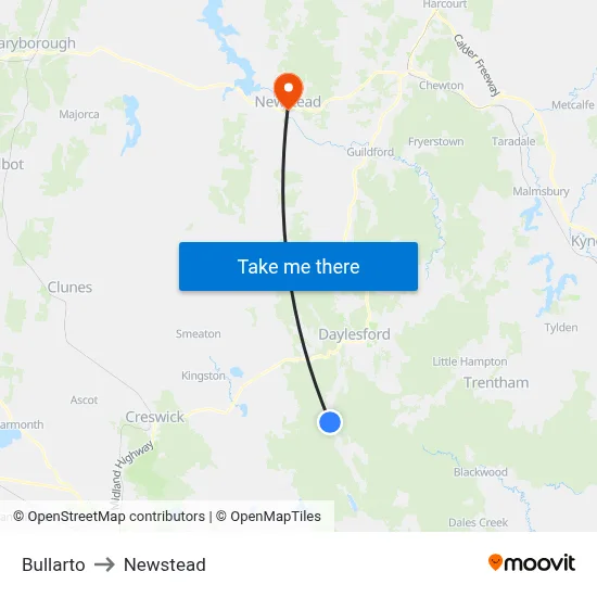 Bullarto to Newstead map