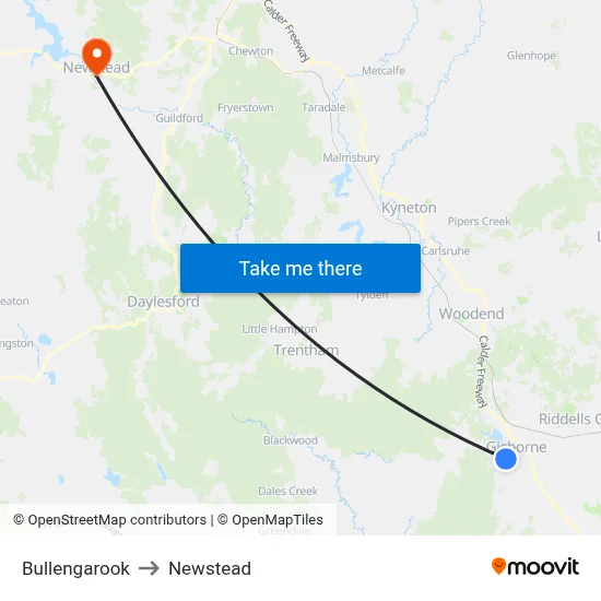 Bullengarook to Newstead map