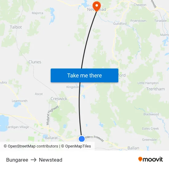 Bungaree to Newstead map