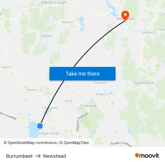 Burrumbeet to Newstead map